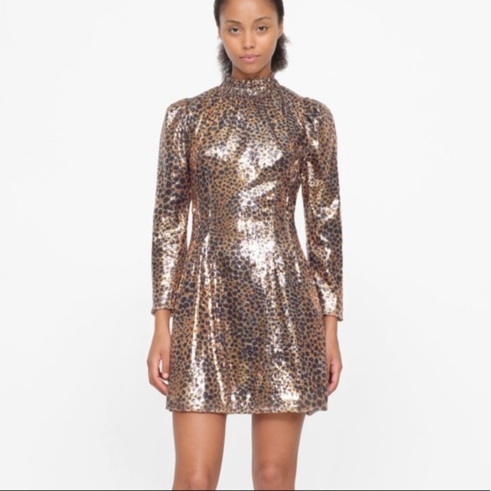 Sea Sequin Long Sleeve Dress